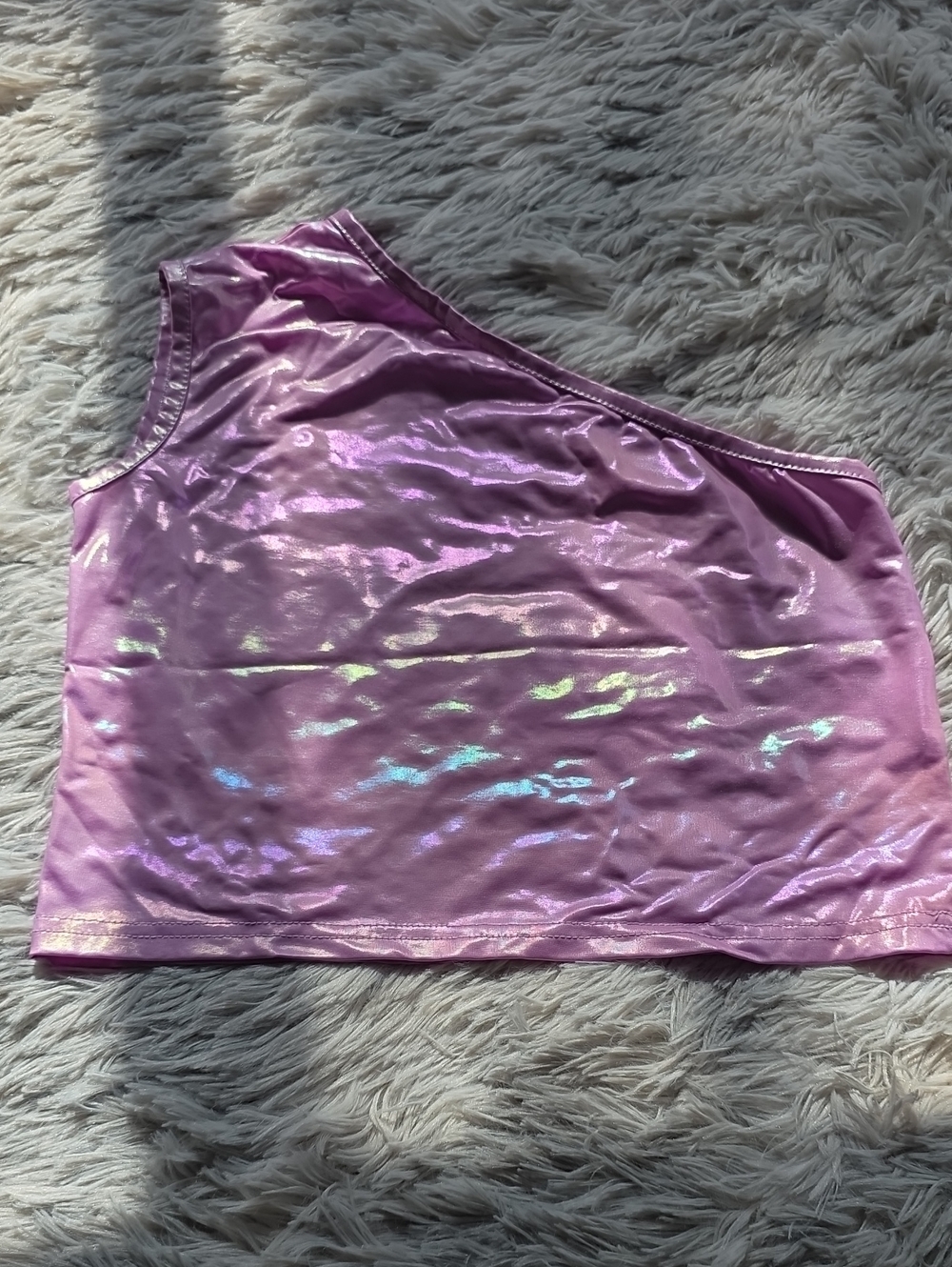 Girls' Iridescent Pink One-Shoulder Tank Top